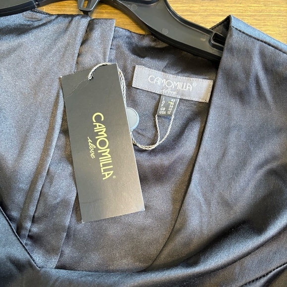 Camomilla Black Cocktail Evening Dress Sheer Long Sleeves Beaded Cuffs Wedding - Picture 6 of 12